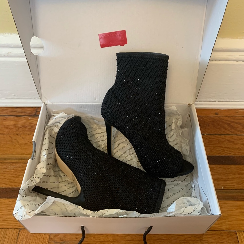 New! ALDO rhinestone peep toe booties - Picture 5 of 6